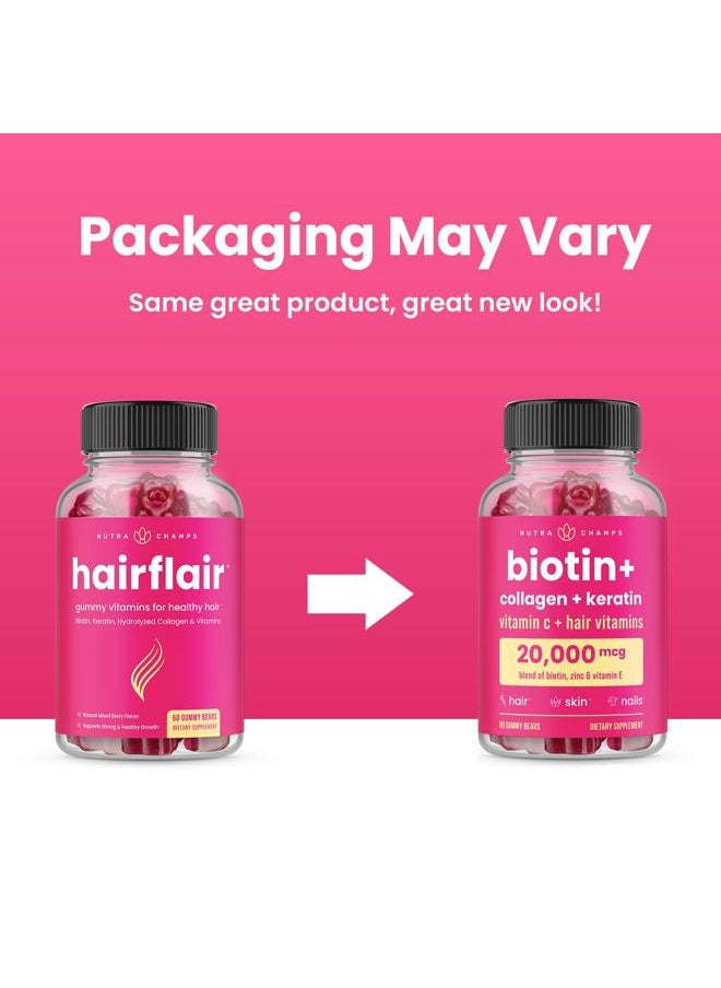 PMD Beauty - Hair Skin & Nails Gummies, Biotin with Collagen & Keratin, 5000mcg Biotin Beauty Complex, Vitamin Supplement, Berry, 120 Count, Healthy Hair, Radiant Skin & Strong Nails (Pack of 2) - Image 1