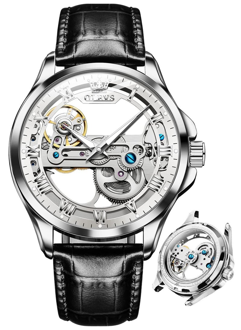 OLEVS OLEVS Men's Skull Luxury Leather Waterproof Luminous Watch 6661  - Image 1