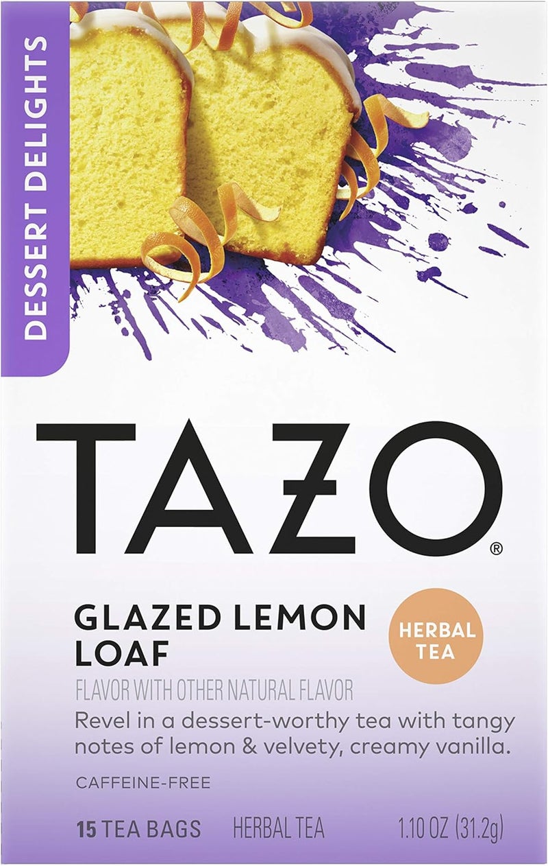 TAZO Glazed Lemon Loaf Herbal Tea Bags - Caffeine Free Dessert Delights, 15 Count - Image 1