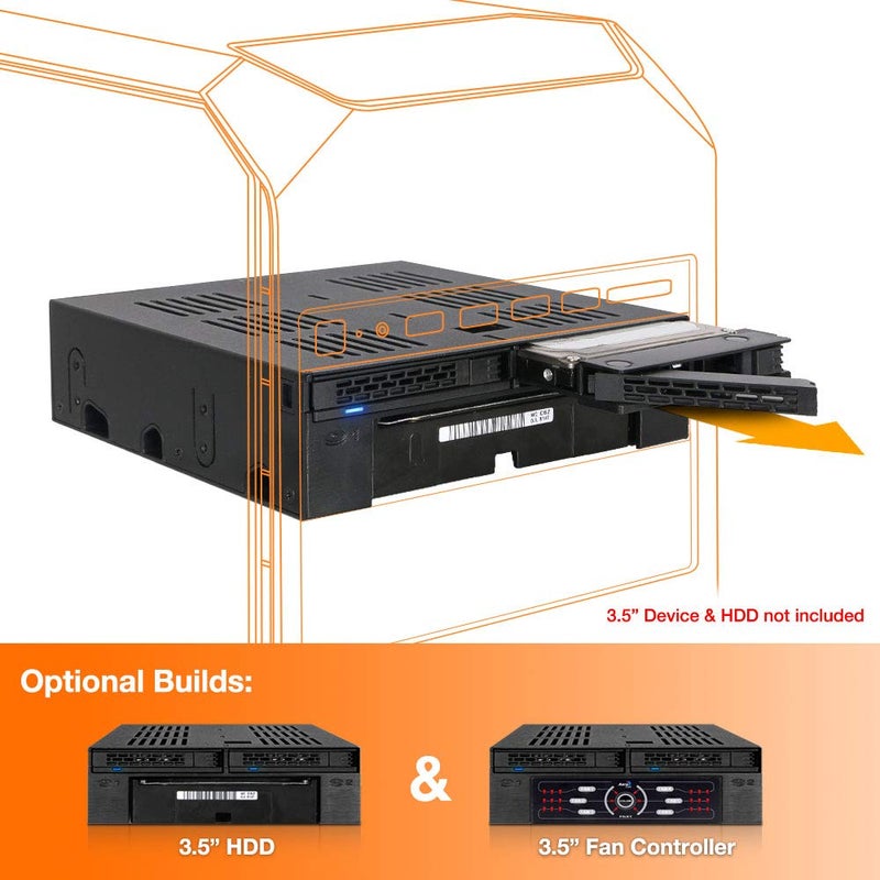 ICY DOCK 2 Bay 2.5 SAS/SATA HDD/SSD Mobile Rack + فتحة 3.5" للخارجية 5.25" Bay | ExpressCage MB322SP-B - Image 2