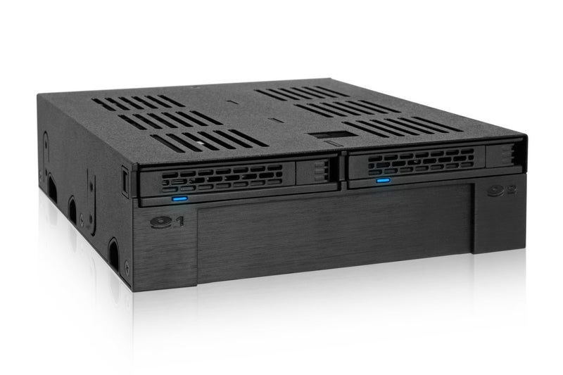 ICY DOCK 2 Bay 2.5 SAS/SATA HDD/SSD Mobile Rack + فتحة 3.5" للخارجية 5.25" Bay | ExpressCage MB322SP-B - Image 1