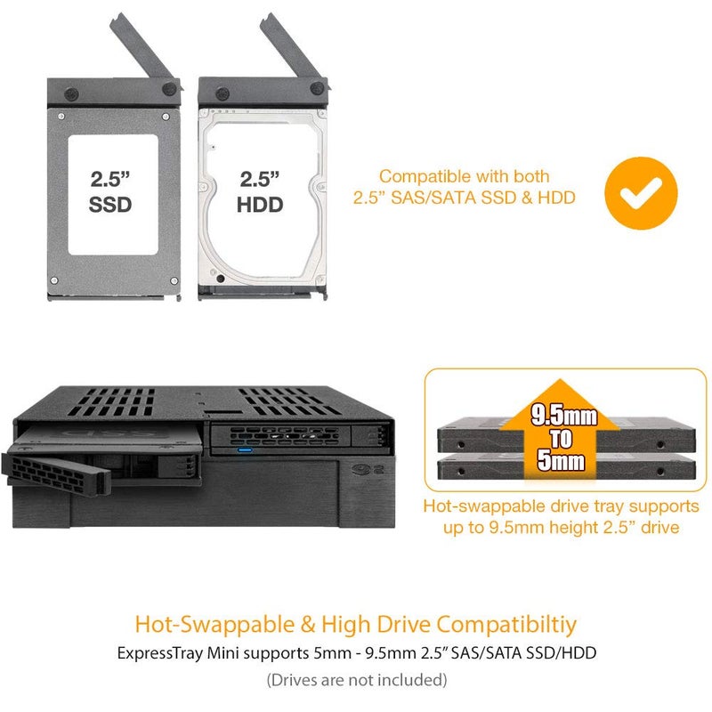 ICY DOCK 2 Bay 2.5 SAS/SATA HDD/SSD Mobile Rack + فتحة 3.5" للخارجية 5.25" Bay | ExpressCage MB322SP-B - Image 4
