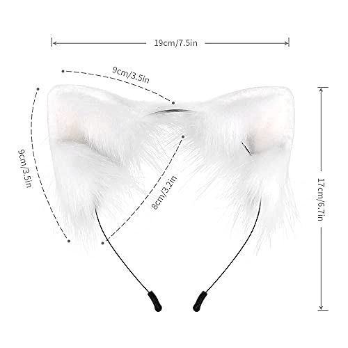 SMILETERNITY Handmade Fox Wolf Cat Ears Headwear Costume Accessories for Halloween Christmas Party (White) - Image 4
