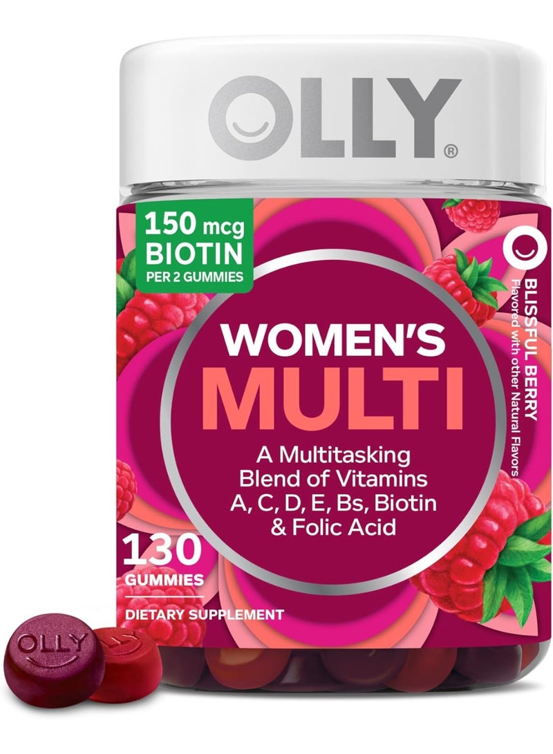 أولي فيتامينات متعددة يومية للنساء على شكل حلوى، فيتامينات A، D، C، E، بيوتين، حمض الفوليك، فيتامين قابل للمضغ للبالغين، بنكهة التوت، 65 يوم إمداد - 130 حبة