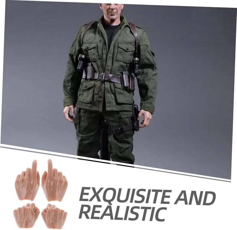 2 Pairs Scale Realistic Fake Hands for Dolls Miniature Doll Hand Parts Easy DIY Attachment Accessories - Image 3