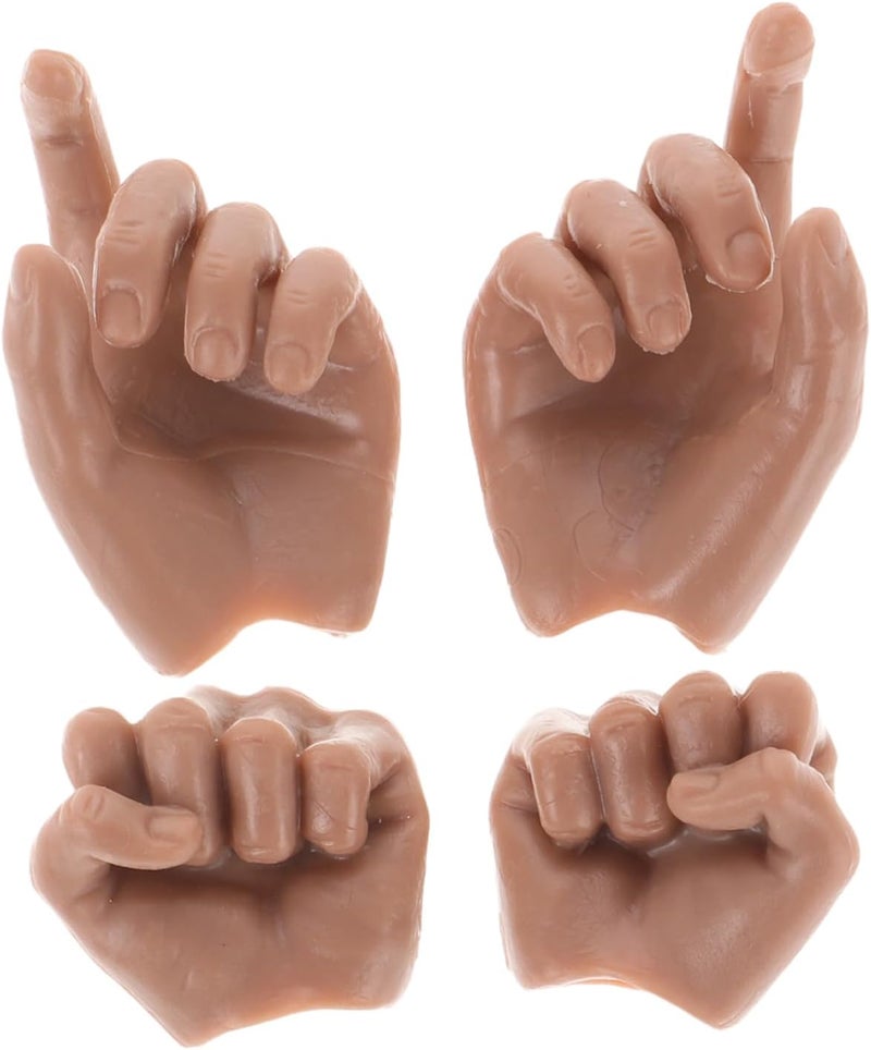 2 Pairs Scale Realistic Fake Hands for Dolls Miniature Doll Hand Parts Easy DIY Attachment Accessories - Image 1