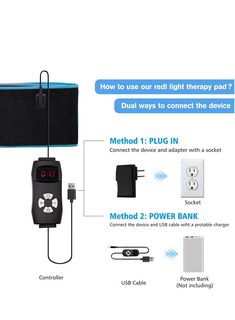 general Red Light Therapy Near Infrared Light Therapy Wrap Belt for Body 660&850nm Wearable Pad with Timer for Waist Back Shoulder Knee Leg Pain Relief Wound Healing Joint Inflammation Muscle Relax  - Image 4
