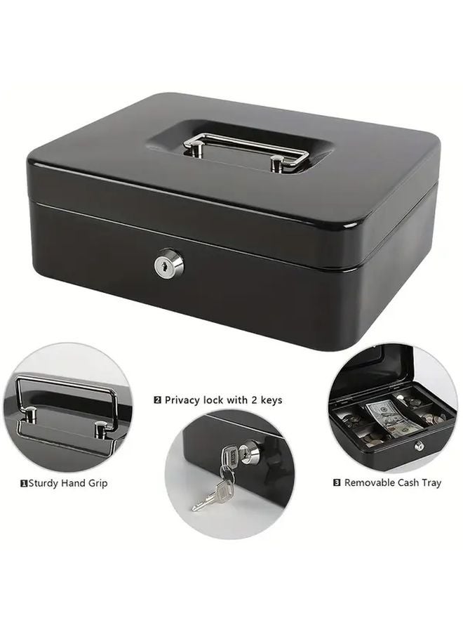 1 PC Locking Steel Mini Cash Box Portable Safe With Handle Compact Money Bank - Image 5