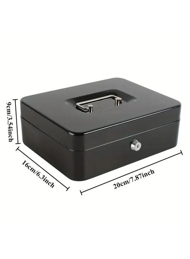 1 PC Locking Steel Mini Cash Box Portable Safe With Handle Compact Money Bank - Image 3