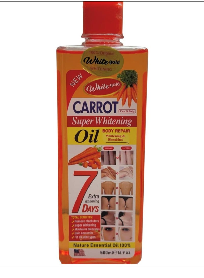 وايت غولد زيت لتفتيح الجسم واصلاح البشرة بخلاصة الجزر  500 مل