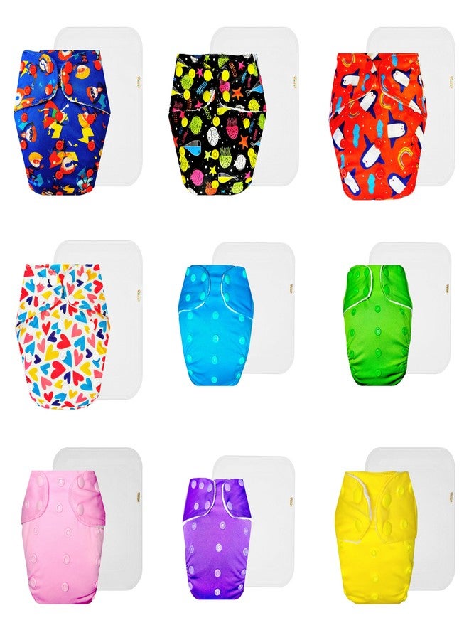 Dumbledo Premium Cloth Diaper with Cotton Insert (Pack of 9) | Dry Feel and Comfortable | 6-Layer Absorbent Pad | Travel Friendly | Designed by Moms | 3 Months - 3 Years | Unisex Baby - Image 1