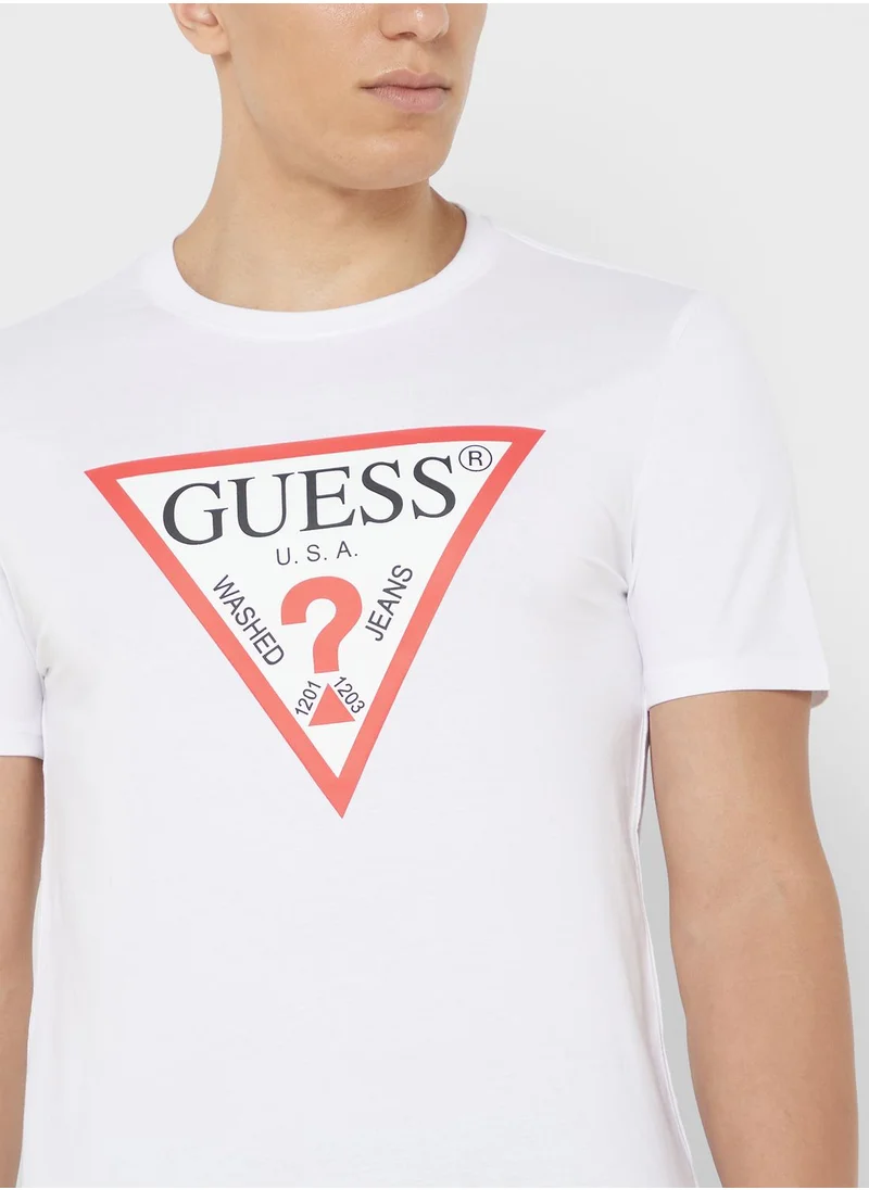 GUESS Logo Printed Crew Neck T-Shirt
