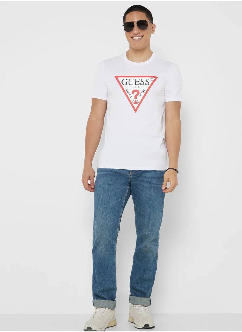 GUESS Logo Printed Crew Neck T-Shirt
