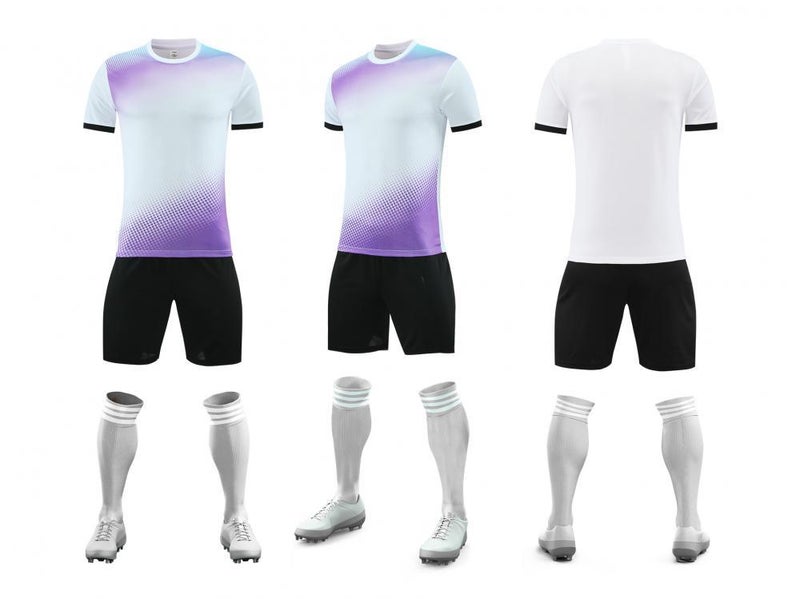 Generic New Adult Football Clothes Summer Football Training Clothes Mens Game Sports suit Clothing Color-block Jersey white 