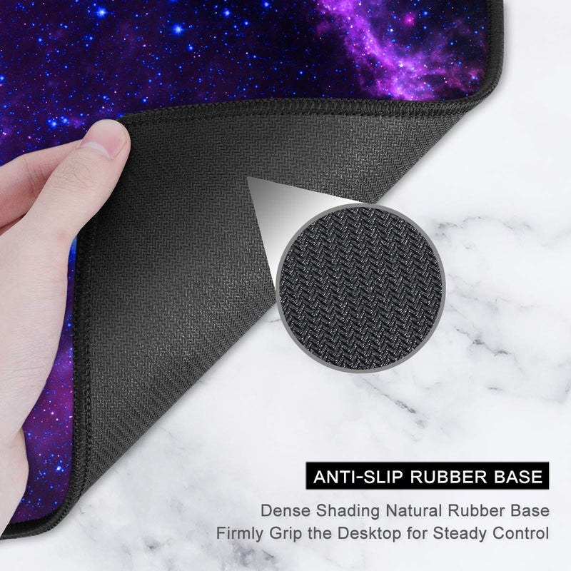 Auhoahsil Large Gaming Mouse Pad, Galaxy Theme XXL 35.4 x 15.7 in Desk Pad Stitched Non-Slip Rubber Long Computer Mousepad Thin Extended Full Size Desk Mat for Desktop, Laptop, Wireless Mice, Purple - Image 4
