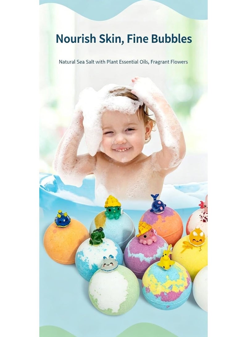Kids Bath Bombs with Surprise Toys Inside, Handmade Bath Bomb Gift Set, Bath Bomb Gift Fizzies, Natural Organic Bubble Bath Bombs from Land & Sea, Moisturizing Dry Skin for Children - Image 3