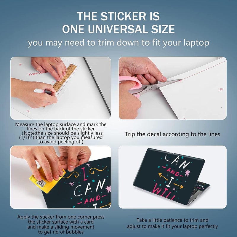AORTDES Vinyl Universal Laptop Skin Sticker Decal for 12.1 13 13.3 14 15 15.4 15.6 Inches Netbook/Notebook PC, Reusable Sticker Art Protector (Inspirational Words) - Image 2