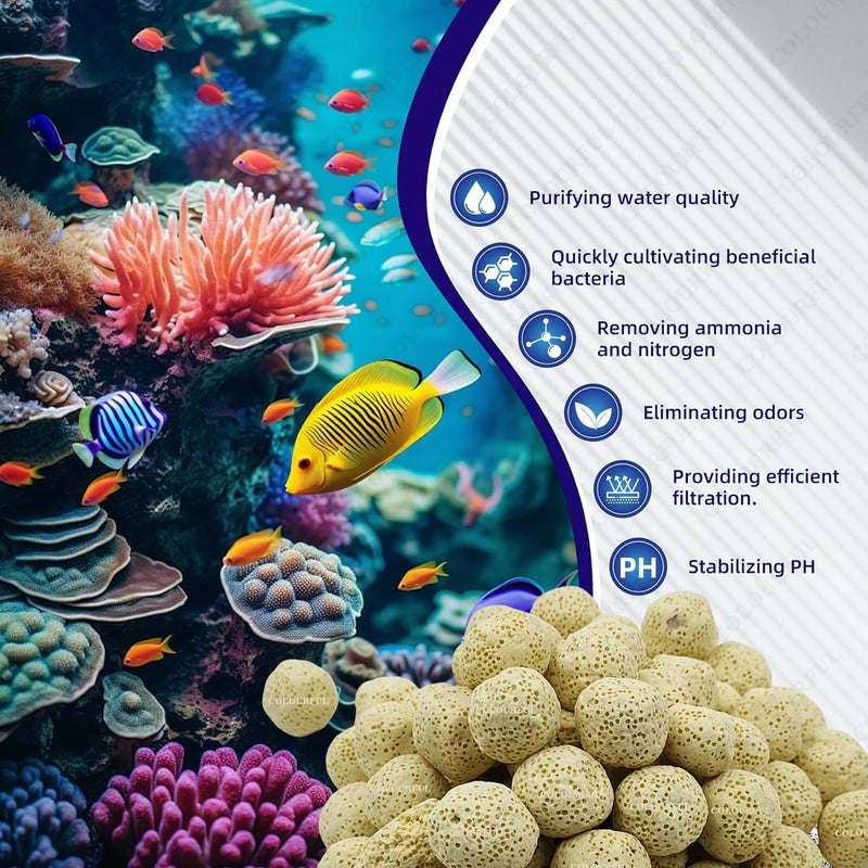 colourful - Aquarium Filter Media | Improved Water Quality and Healthy Fish Tanks | Yellow Ceramic Balls, 450g with Net Bag - Image 3