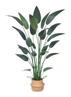 XiuWoo 160cm Artificial Bird Paradise Palm Tree, Potted Faux Plants Large Indoor Outdoor Decor, with Seagrass Basket  - Image 1