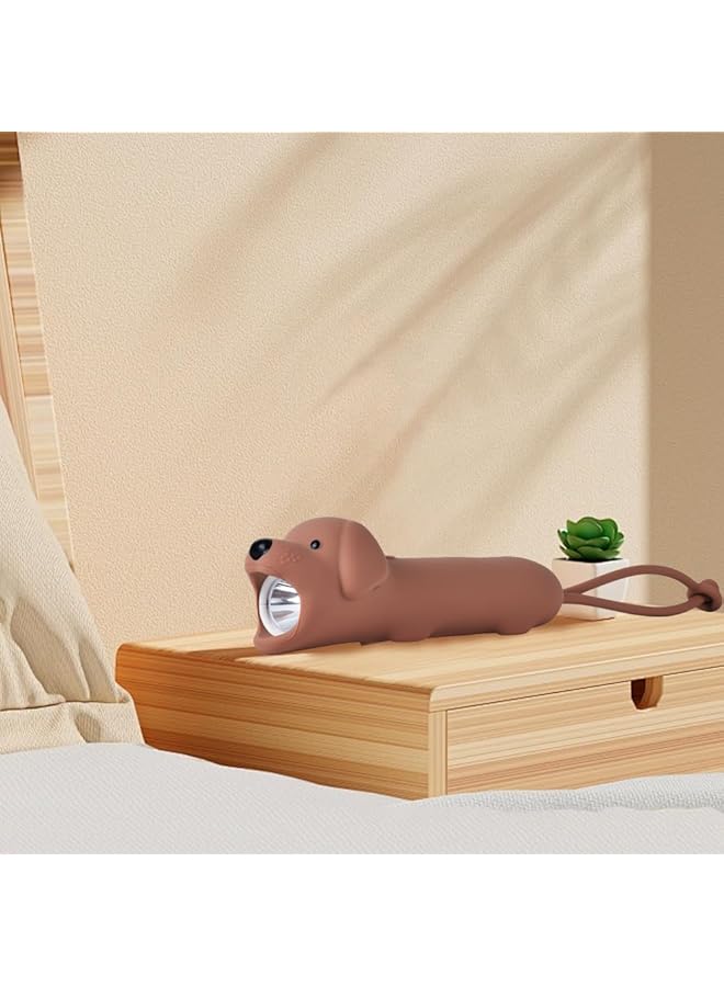 promass New Rechargeable Puppy LED Flashlight, Cute Dog Animal Shaped Silicone Flashlight, Comfortable Touch Long Press to Adjust Brightness Portable Outdoor Lighting Creative Light. - Image 1
