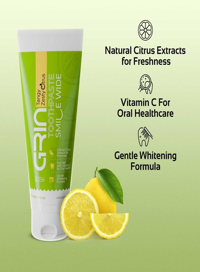 GRIN Natural Oral Care Toothpaste |Teeth Whitening | Healthy Gums & Oral Care | Long Lasting Freshness | SLS Free Toothpastefor Adult and Kids (100 Gram, Tangy Zesty - Image 2