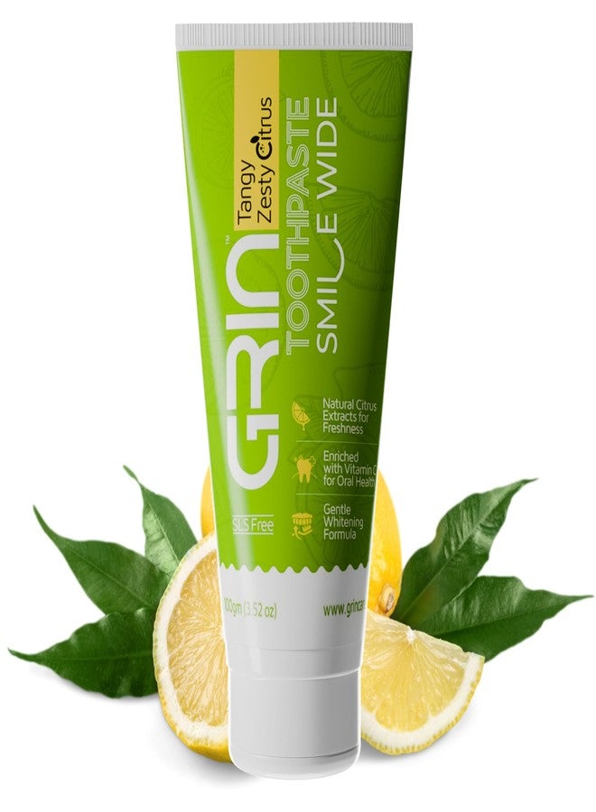 GRIN Natural Oral Care Toothpaste |Teeth Whitening | Healthy Gums & Oral Care | Long Lasting Freshness | SLS Free Toothpastefor Adult and Kids (100 Gram, Tangy Zesty - Image 1