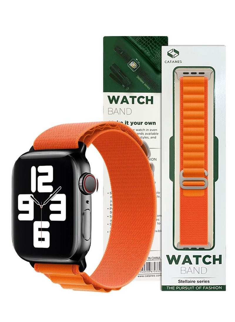 CATANES - Apple Watch Band Alpine Loop Band 38mm 40mm 41mm Women Men Adjustable with Metal G-Hook Strap for iWatch Series 7/SE/6/5/4/3/2/1 Orange - Image 1
