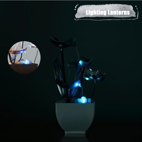 TangCHUAN Tabletop Fountain Fountain Water Feature for Zen Home Decor: Deep Basin & Natural River Rocks - Zen Relaxation for Office, Living Room Silver - Image 5
