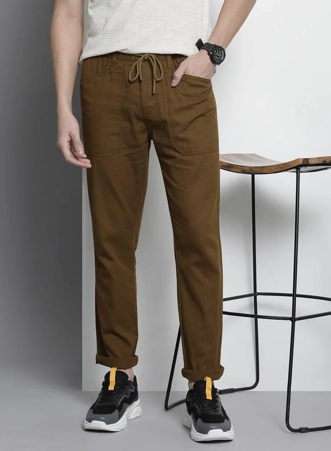 The Indian Garage Co Men Slim Fit Mid Rise Elasticated Pants
