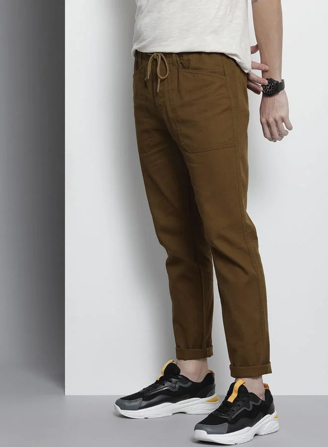 The Indian Garage Co Men Slim Fit Mid Rise Elasticated Pants