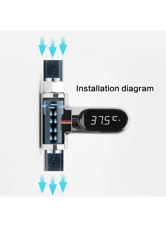 SAILINGFLO Shower Thermometer Led Digital Display Baby Bath Water Fahrenheit Celsius Thermometer 360°Rotating Screen for Home Bathroom Kitchen (Silver) - Image 2