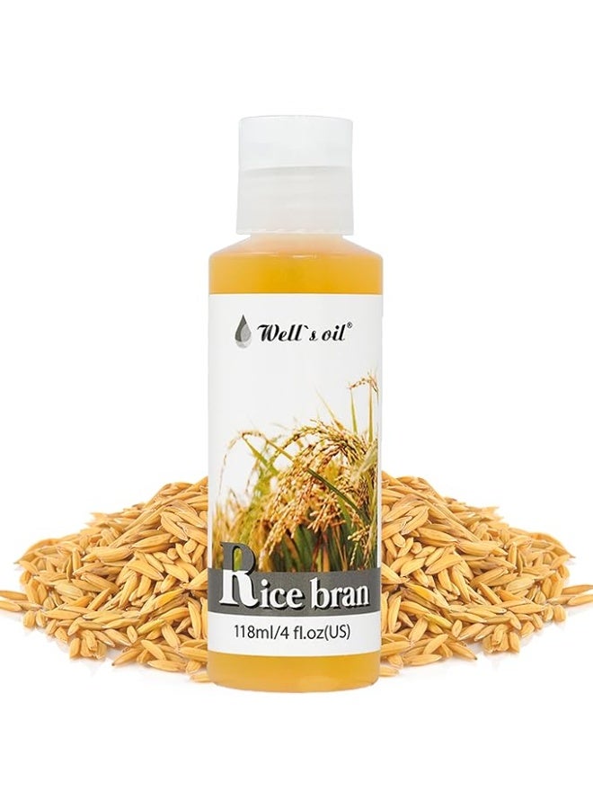 Well's Oil زيت نخالة الأرز 100% نقي للشعر والبشرة - زيت ناقل طبيعي - للشعر، 4 أونصة سائلة - Image 1