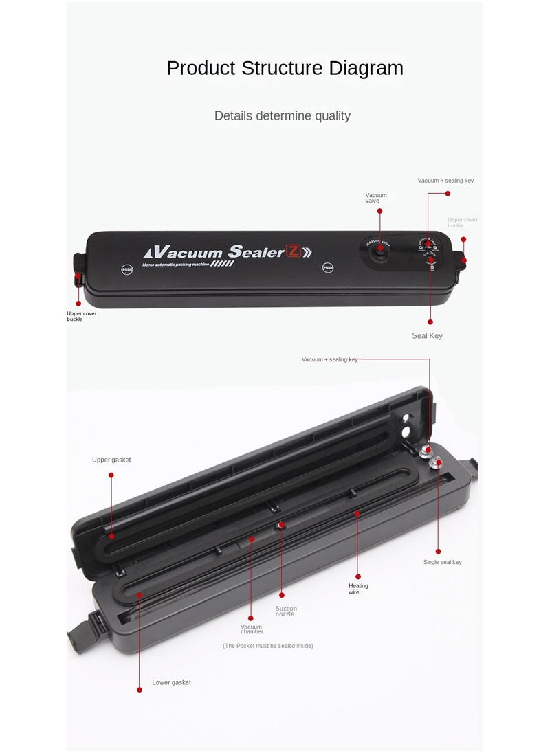 General Vacuum Sealer Machine With Starter Kit Automatic PowerVac Air Sealing Machine For Food Preservation Dry And Moist Sealing Modes Built-in Cutter Easy Cleaning And Storage  - Image 2