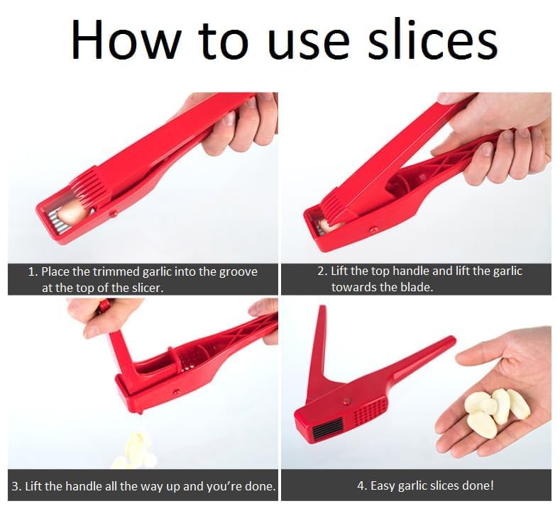 TERXA TERXA Garlic Press Kit Garlic Cutter 2 in 1 Garlic Crusher Garlic PresserChopperSlicer Hand Tool Plastic Crusher with Non Slip Handle for HomeKitchenRestaurant Pack of 1Multicolor - Image 4