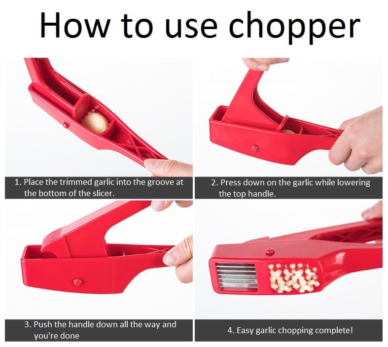 TERXA TERXA Garlic Press Kit Garlic Cutter 2 in 1 Garlic Crusher Garlic PresserChopperSlicer Hand Tool Plastic Crusher with Non Slip Handle for HomeKitchenRestaurant Pack of 1Multicolor - Image 5