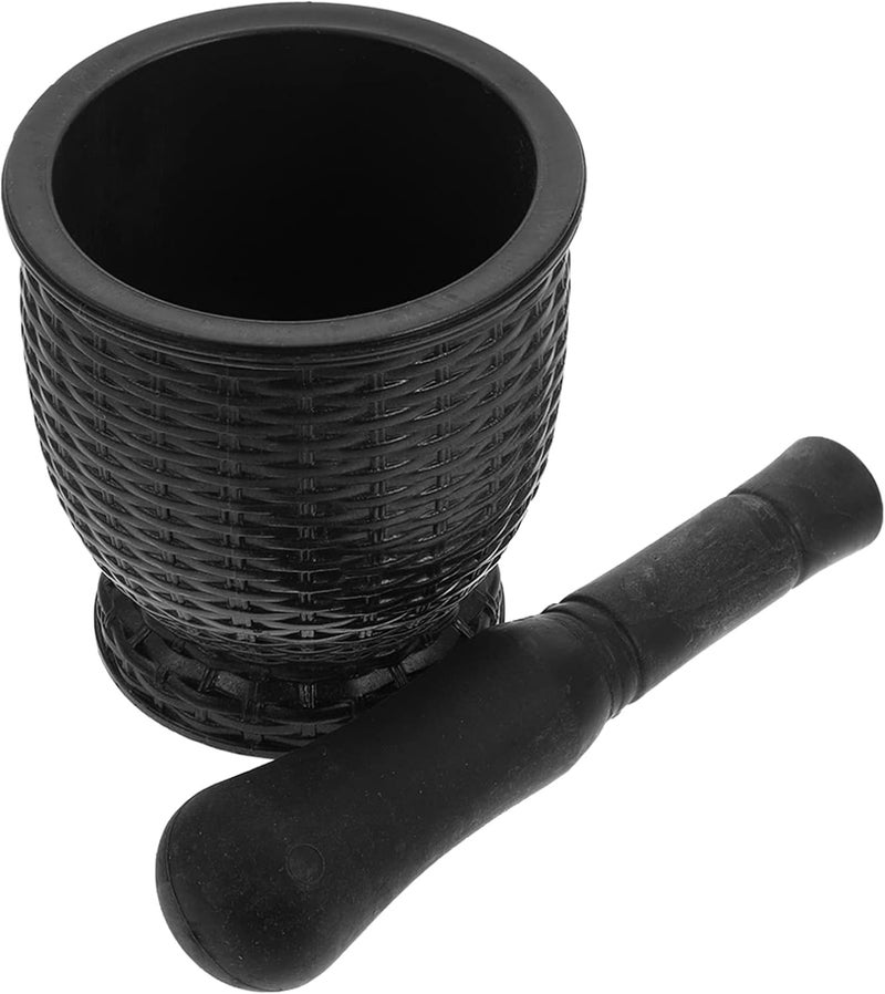 comfrt Mortar and Pestle Set Grinder for Spices and Seeds Garlic Masher Manual Plastic Garlic Ginger Spices Mortar Pestle Set for Home Kitchen Use Black - Image 2