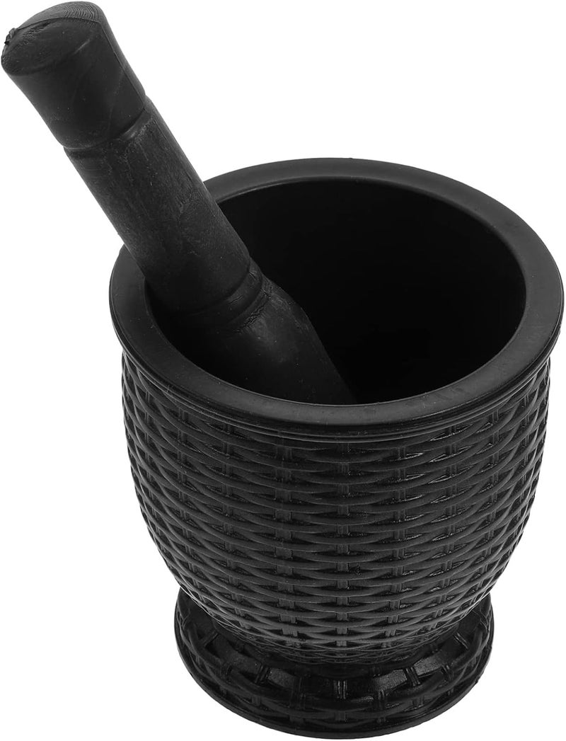 comfrt Mortar and Pestle Set Grinder for Spices and Seeds Garlic Masher Manual Plastic Garlic Ginger Spices Mortar Pestle Set for Home Kitchen Use Black - Image 4
