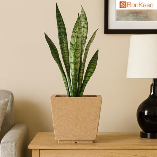 BonKaso 12 Inch Planter Pot (29x29x25 cm) | Sandstone, Tall & Lightweight Polymer Flower Pot | Durable Gamla for Indoor & Outdoor Plants – Home, Office, Garden, Balcony - Image 4