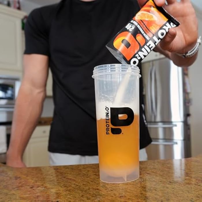 Protein2o 20g Whey Protein Isolate Clear Protein Powder, 370mg of Electrolytes, Vitamins B5 & B6, Sugar Free, Orange Mango, 8-Pack - Image 5