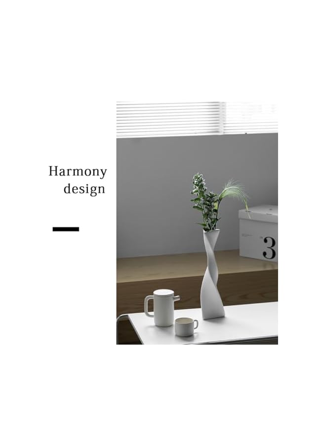 The Bros 3 Pieces Ceramic Twisted Vase Set, 3 Sizes Decorative Tall Slender Vases Set, Modern, Shelf, Table,Room, Office, Living Room, Home Decor, Minimalist Creative Vases (white) - Image 3