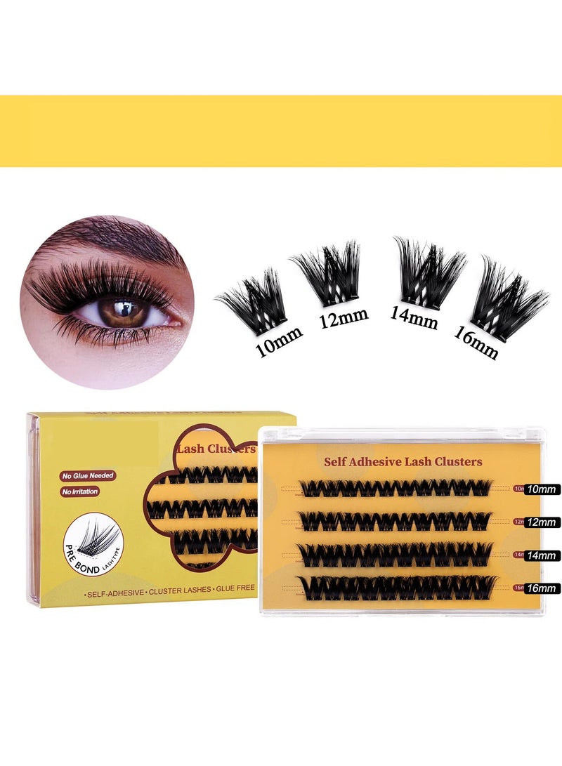 رموش صناعية بدون غراء -4 صفوف 40 مجموعة DIY قطاع رموش، مجعدة كثيفة ذات رموش ذاتية اللصق للمظهر الطبيعي