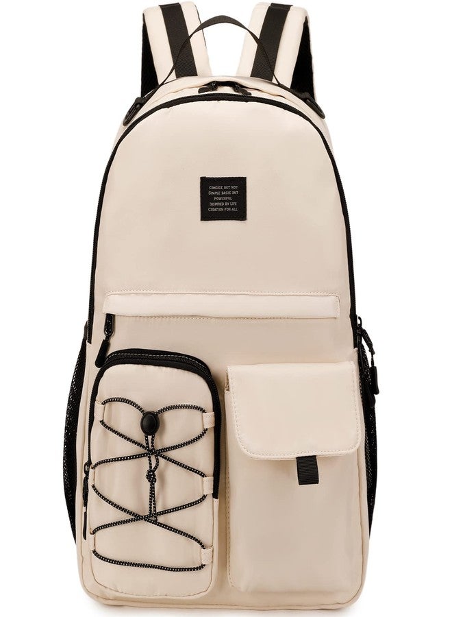 Lohol Casual Backpack for Teen Boys and Girls, Daypack with Anti Theft Pocket for Travel School (Beige) - Image 1