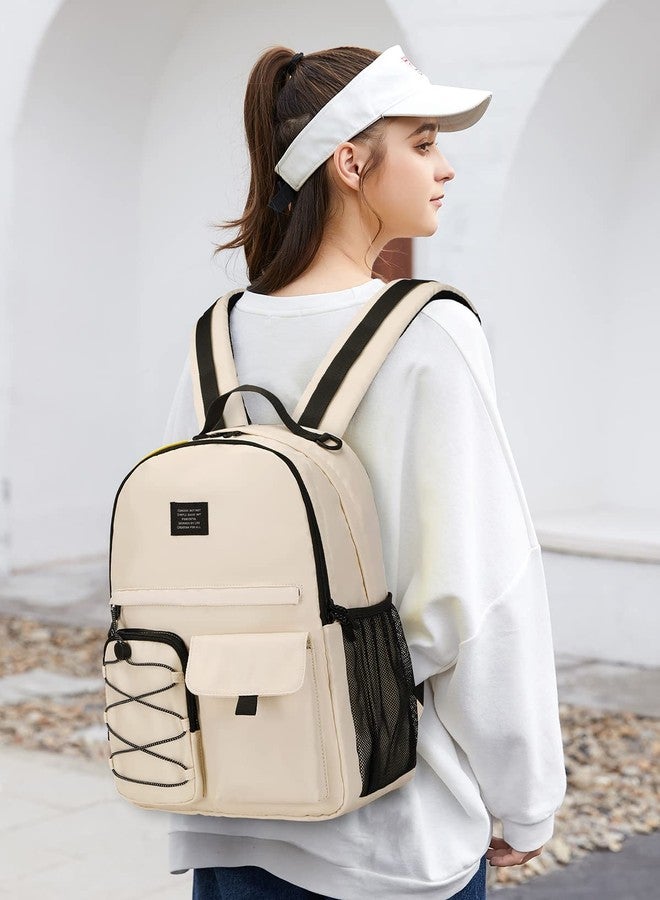 Lohol Casual Backpack for Teen Boys and Girls, Daypack with Anti Theft Pocket for Travel School (Beige) - Image 2