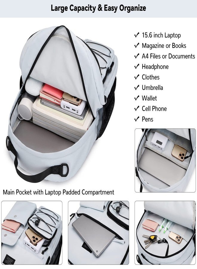 Lohol Casual Backpack for Teen Boys and Girls, Daypack with Anti Theft Pocket for Travel School (Beige) - Image 4