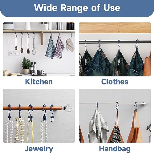 Titanker Shower Curtain Hooks Rings, Rust-Resistant Metal Double Glide Shower Hooks for Bathroom Shower Rods Curtains, Set of 12 Hooks - Navy Blue - Image 5