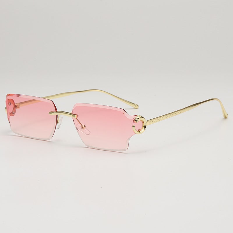 Oleo Frameless Cut Metal Dopamine Color Marine Sunglasses Fashion Wearing Sunglasses Dark green film - Image 4