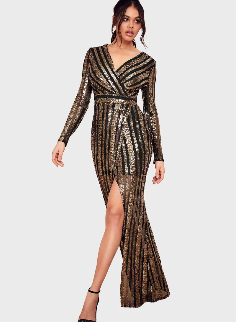 LIPSY Sequin Wrap Dress