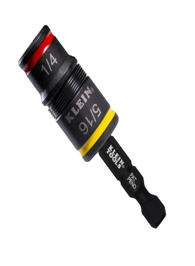 Klein Tools 32931 3-in-1 SAE Impact Socket Set, 1 Flip Socket with 1/4 and 5/16 Nut Driver Sizes and 1/4-Inch Bit Holder, Impact Rated 2-Inch Shaft - Image 1