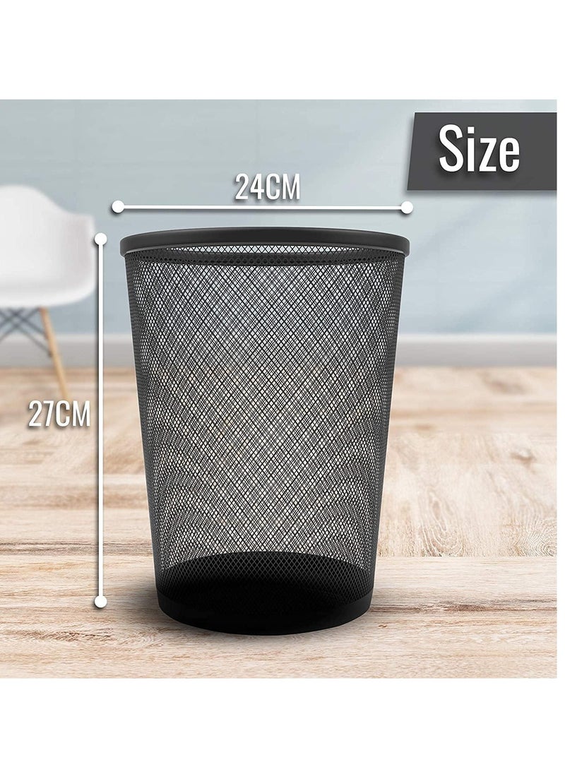 Generic - Mesh Waste and trash Basket Black Metal Wired For Office Home meduim 24 CM - Image 1