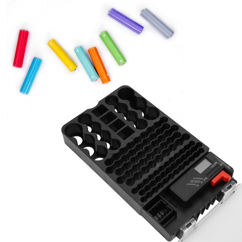 Battery Organizer 36pcs AAA 45pcs AA 6pcs D 8pcs C 4pcs 9V 5pcs Button Cell Large Capacity - Anti-Collision ABS Material Battery Case for Neat Home & Travel Storage - Image 3
